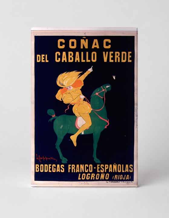 Coñac del Caballo Verde 1900s - Vintage Spanish Brandy Advertising Poster Wall Art