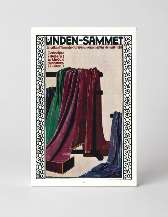 Linden-Sammet Velvet Fabric Advertisement - German Art Nouveau Vintage Poster Wall Art