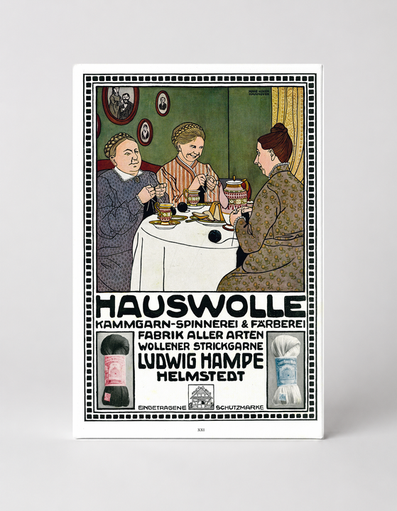 Hauswolle Ludwig Hampe 1900s German Wool Advertising Vintage Poster Wall Art