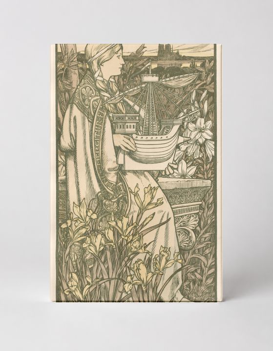 Medieval Figure with Ship Model - Art Nouveau Vintage Poster Wall Art