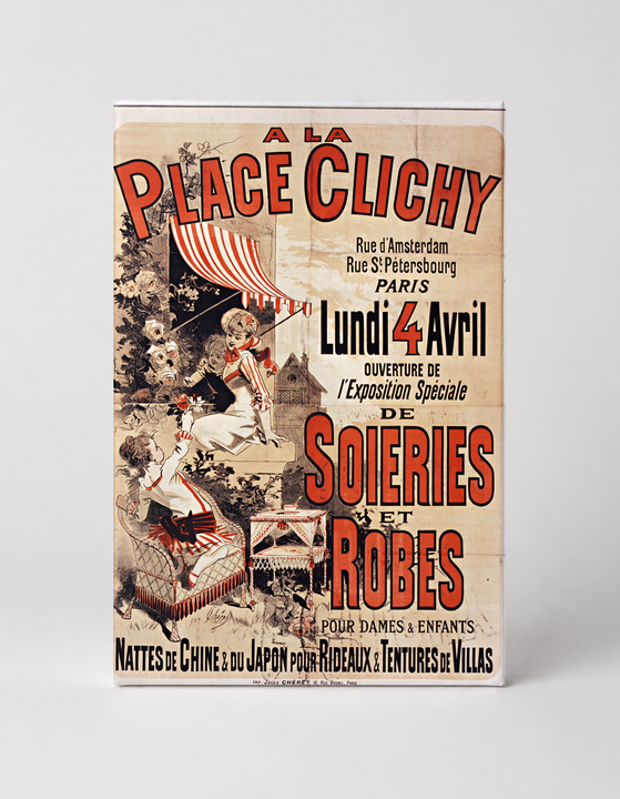 A La Place Clichy 1890s French Silk & Dress Exposition Vintage Poster Wall Art