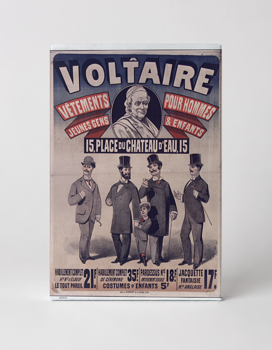 Voltaire Vêtements Pour Hommes 1880s - Victorian French Fashion Vintage Poster Wall Art