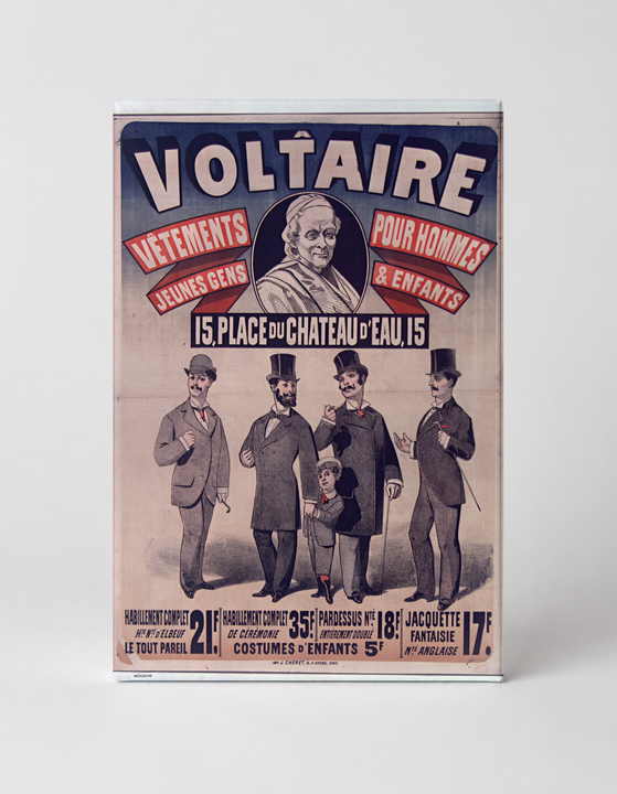 Voltaire Vêtements Pour Hommes 1880s - French Victorian Advertising Poster Wall Art