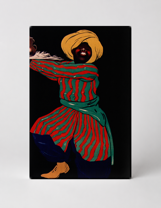 Dancing Figure with Turban Vintage Lithograph Poster Canvas Wall Art
