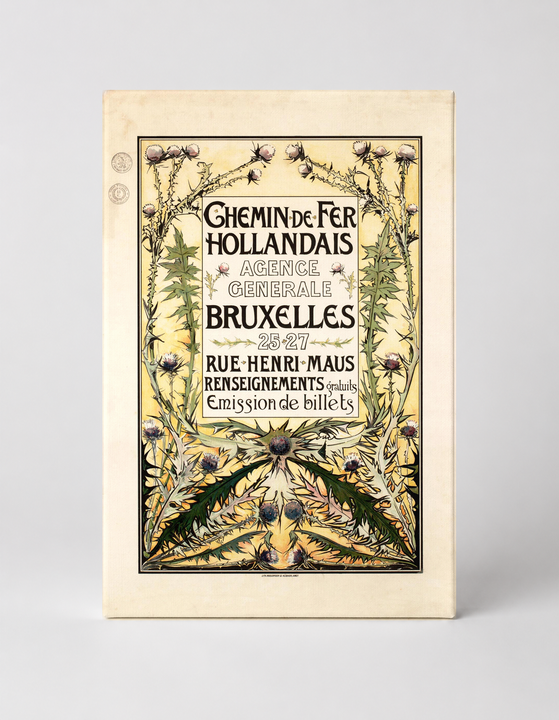 Chemin de Fer Hollandais Brussels 1900 - Art Nouveau Vintage Poster Wall Art