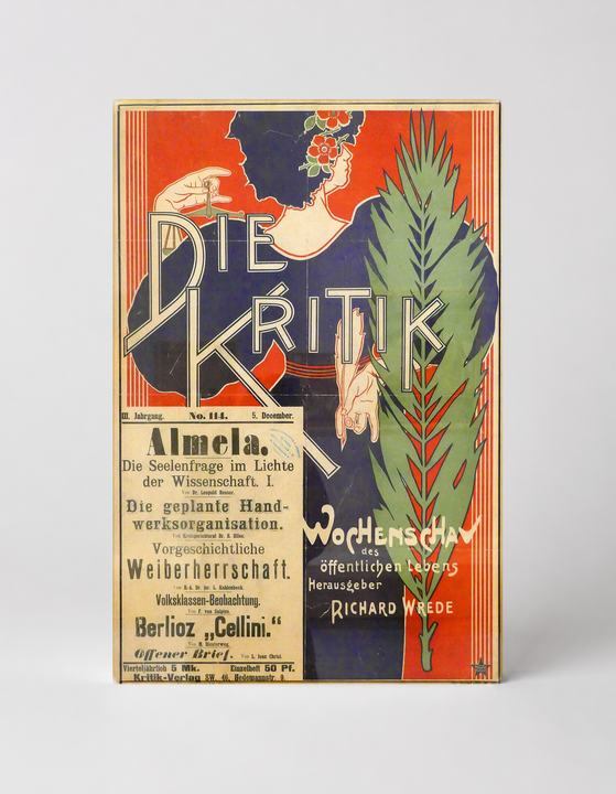 Die Kritik 1895 German Art Nouveau Magazine Cover Vintage Poster Wall Art