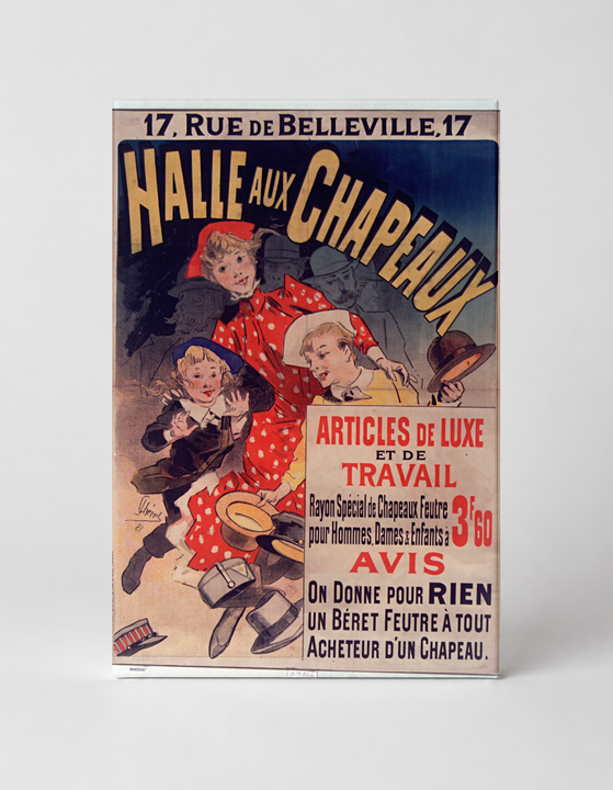 Halle aux Chapeaux 1890s French Hat Shop Vintage Poster Wall Art