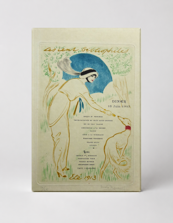 Les Cent Bibliophiles 1913 Diner Menu - Belle Époque Vintage Poster Wall Art