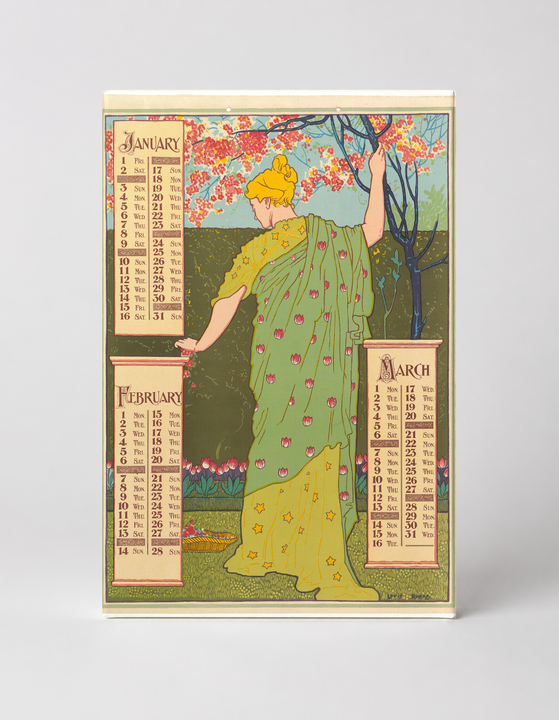 January February March 1897 Calendar - Art Nouveau Vintage Poster Wall Art