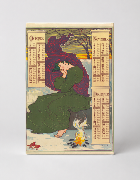October November December 1896 Calendar - Art Nouveau Vintage Poster Wall Art