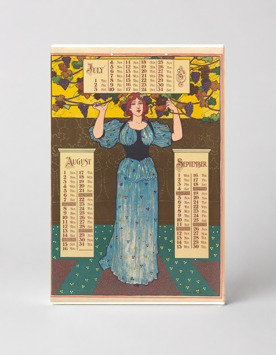July August September 1890s Art Nouveau Calendar Poster - Vintage Wall Art