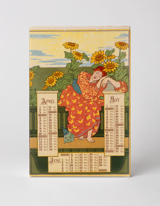 Spring Calendar 1895 - Art Nouveau Vintage Poster Canvas Wall Art