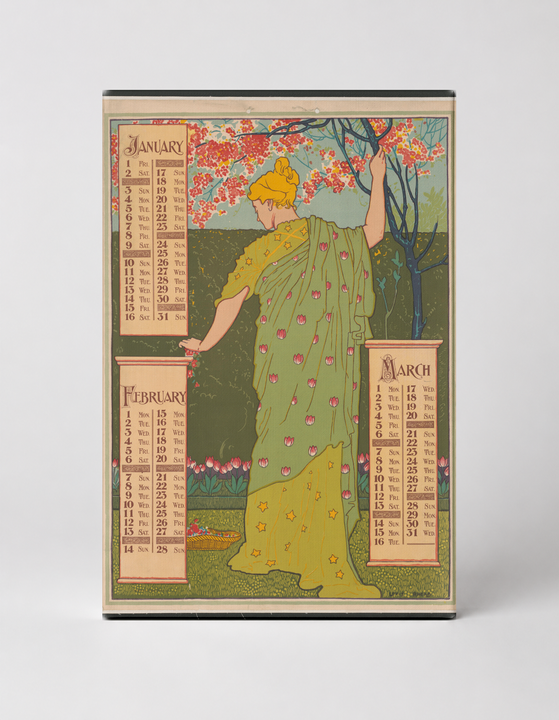 January February March 1897 Calendar - Art Nouveau Vintage Poster Wall Art