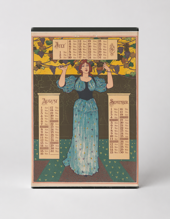 July August September 1890s Calendar - Art Nouveau Vintage Poster Wall Art