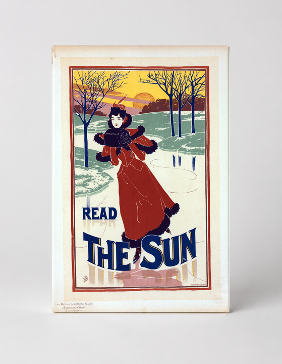 Read The Sun 1895 - Victorian Ice Skating Lady Vintage Poster Wall Art