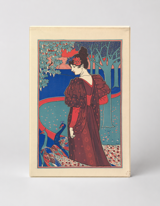Woman with Peacocks Art Nouveau 1890s - Vintage Lithograph Poster Wall Art