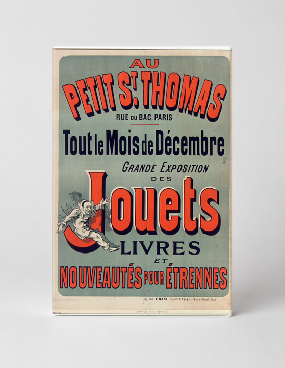 Au Petit St. Thomas 1890s French Toy Store Poster - Vintage Lithograph Canvas Wall Art