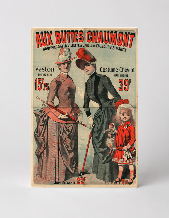 Aux Buttes Chaumont 1890s French Fashion Catalog Vintage Poster Wall Art