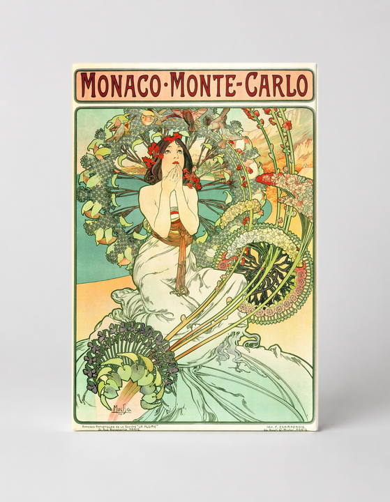 Monaco Monte-Carlo Art Nouveau Vintage Travel Poster Wall Art