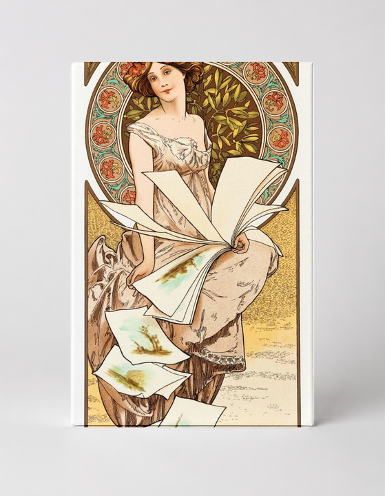 Art Nouveau Woman with Scattered Papers 1900s - Vintage Lithograph Poster Wall Art