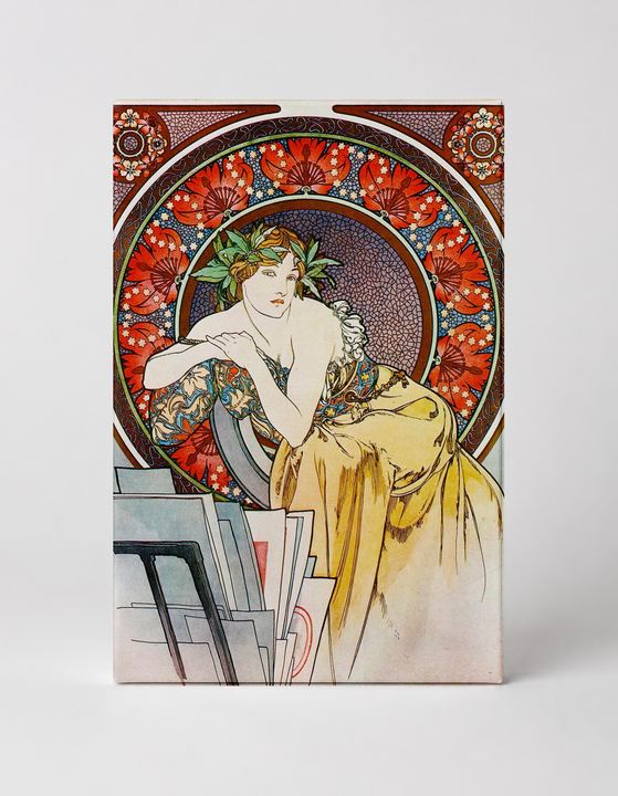 Mucha Lithograph Woman with Laurel Crown - Art Nouveau Vintage Poster Wall Art