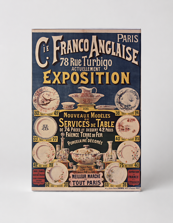 Cie Franco Anglaise Exposition 1890s - Victorian Dinnerware Vintage Poster Wall Art