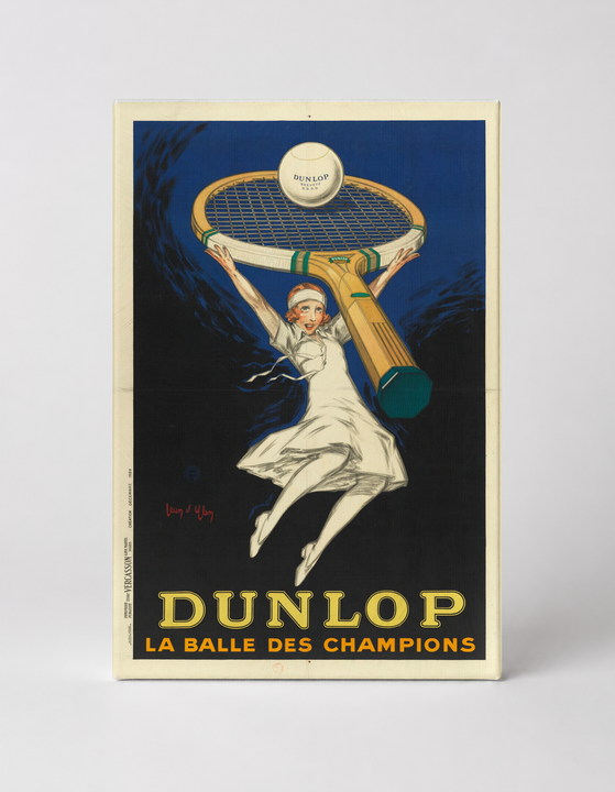 Dunlop La Balle des Champions - Vintage Tennis Advertising Poster Canvas Wall Art