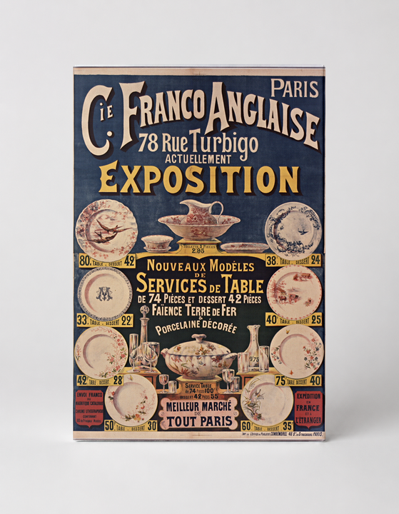 Cie Franco Anglaise 1890s French Dinnerware Exposition Vintage Poster Wall Art