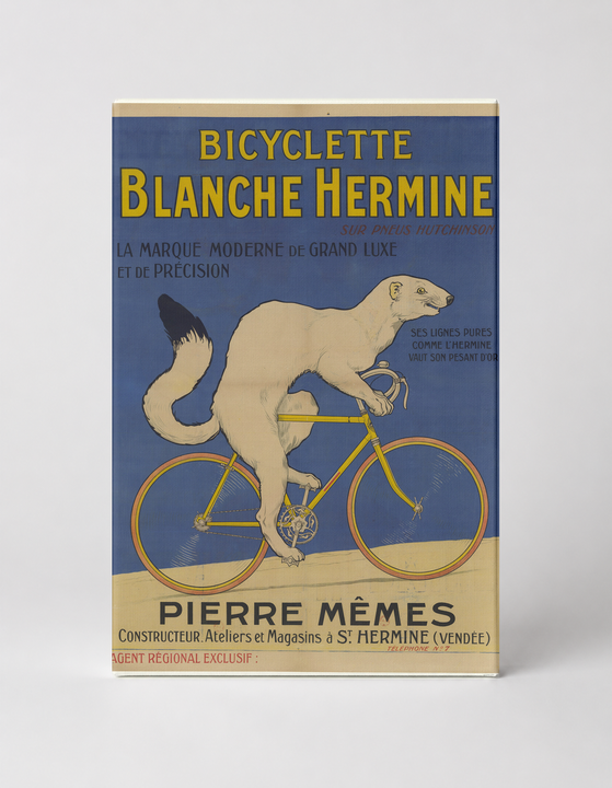 Bicyclette Blanche Hermine 1900s - Vintage French Bicycle Advertising Poster Canvas Wall Art