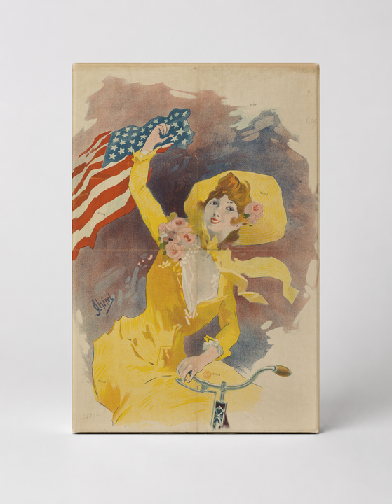 American Flag Cyclist Woman 1890s - Patriotic Vintage Poster Wall Art