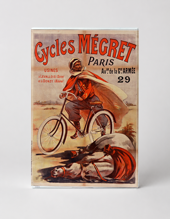 Cycles Mégret Paris 1890s - Vintage French Bicycle Advertising Poster Wall Art