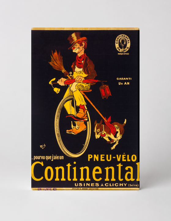 Pneu-Vélo Continental 1900 - French Vintage Bicycle Poster Wall Art