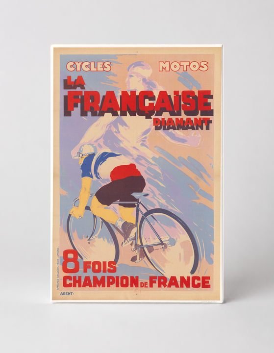 La Française Diamant Cycles Motos 1900s - Vintage French Bicycle Poster Wall Art
