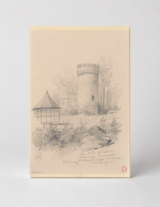 Bois de Boulogne Tower 1851 - Vintage French Architectural Sketch Wall Art
