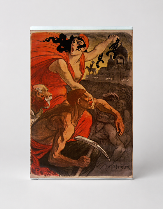 Revolutionary Figure Red Drape 1900s - Dramatic Vintage Lithograph Poster Wall Art