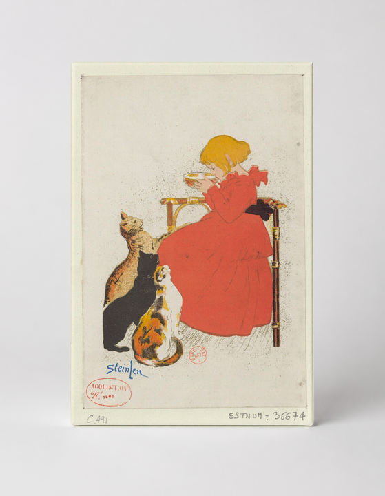 Steinlen Girl with Cats 1890s - Belle Époque Vintage Poster Wall Art