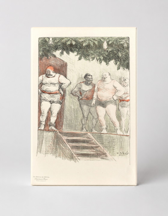 Les Hommes de l'Affiche 1900 - Vintage Circus Wrestlers Lithograph Canvas Wall Art