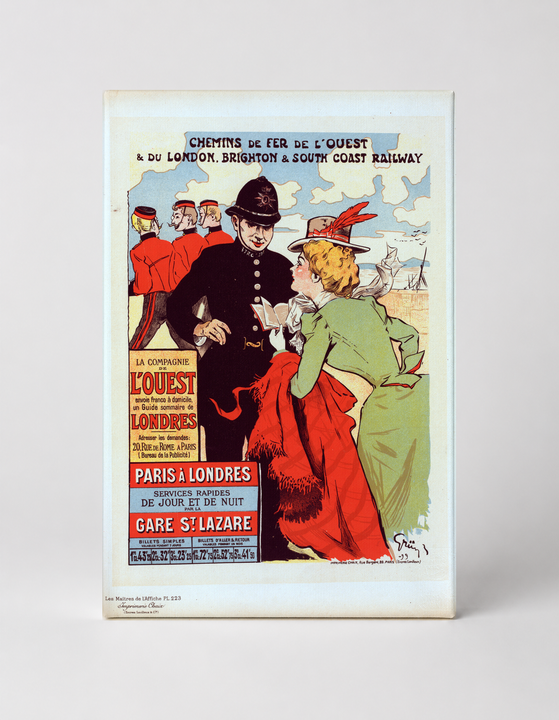 Paris à Londres 1890s French Railway - Belle Époque Vintage Poster Wall Art