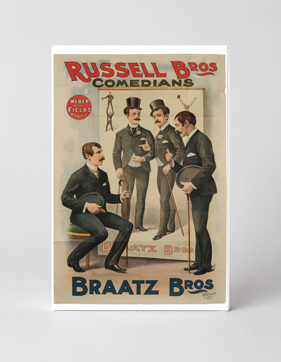Russell Bros Comedians Braatz Bros 1900s - Vintage Vaudeville Theatre Poster Wall Art