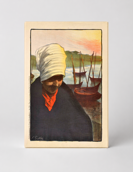 Breton Fisherwoman at Harbor 1890s - Symbolist Vintage Poster Canvas Wall Art