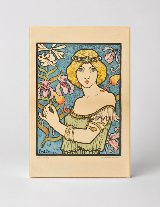 Paul Berthon Art Nouveau Woman with Orchids - Vintage Lithograph Poster Wall Art