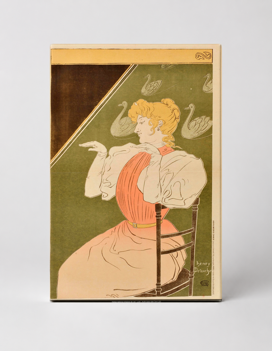 Henry Detouche Belle Epoque Woman with Swans - Vintage Lithograph Poster Canvas Wall Art