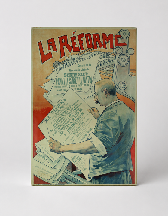 La Réforme 1890s Belgian Newspaper - Vintage Lithograph Poster Wall Art