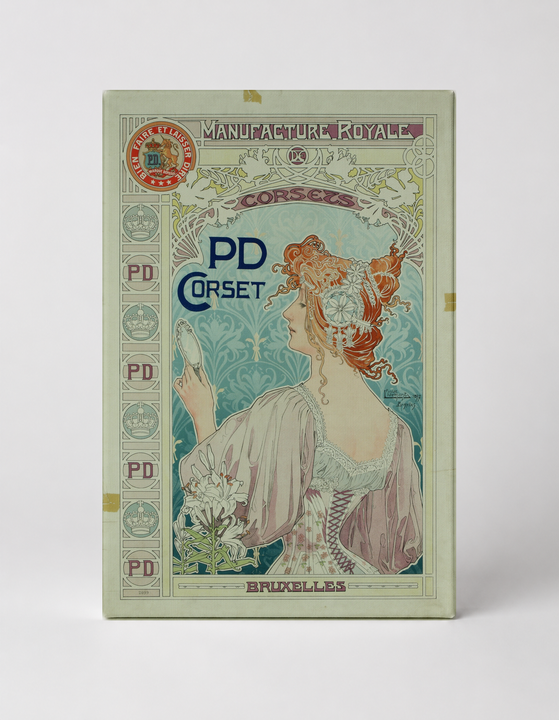 PD Corset Manufacture Royale Bruxelles 1900 - Art Nouveau Vintage Poster Wall Art