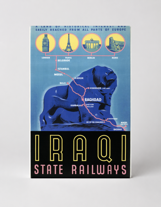 Iraqi State Railways Vintage Travel Poster - Art Deco Canvas Wall Art