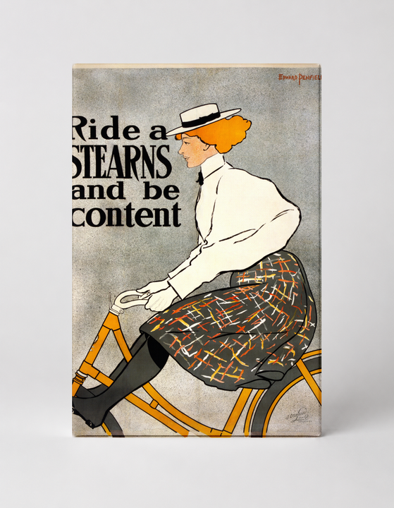 Ride a Stearns and Be Content 1896 - Vintage Bicycle Poster Canvas Wall Art