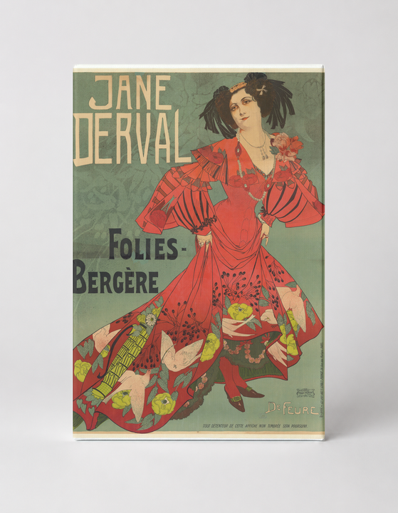 Jane Derval Folies-Bergère 1900 - Art Nouveau Vintage Poster Wall Art