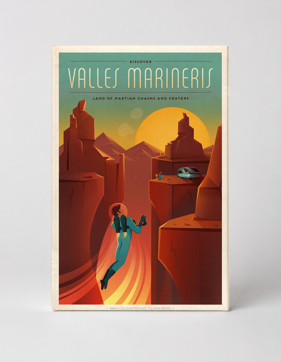 Valles Marineris Mars Travel Vintage Retro Space Poster Canvas Wall Art