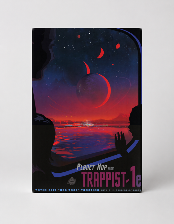 Planet Hop from TRAPPIST-1e NASA Space Travel Vintage Poster Wall Art