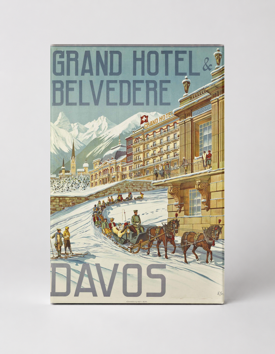 Grand Hotel Belvedere Davos - Vintage Swiss Travel Poster Wall Art